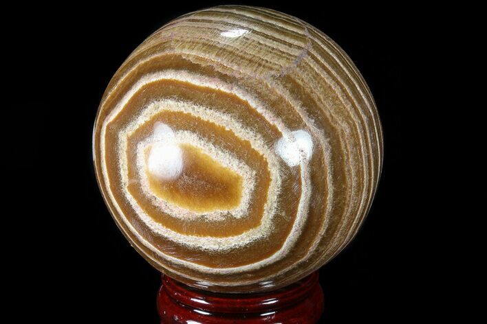 Polished, Banded Aragonite Sphere - Morocco #82299